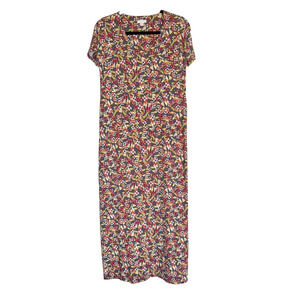 J. Jill‎ Sz XS Maxi Dress Floral Print Flowy Short Sleeve Casual Relaxed